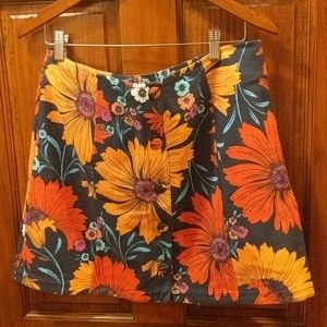 Topshop poppies button front mini skirt 12
